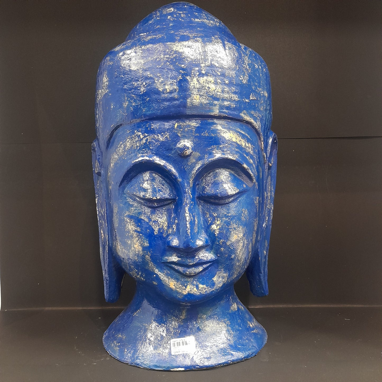 Paper Machie Gautam Buddha Head With Blue Gold Finish