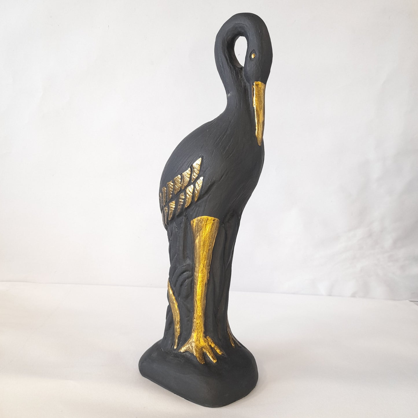 Paper Machie Swan Wood Black Gold Finish