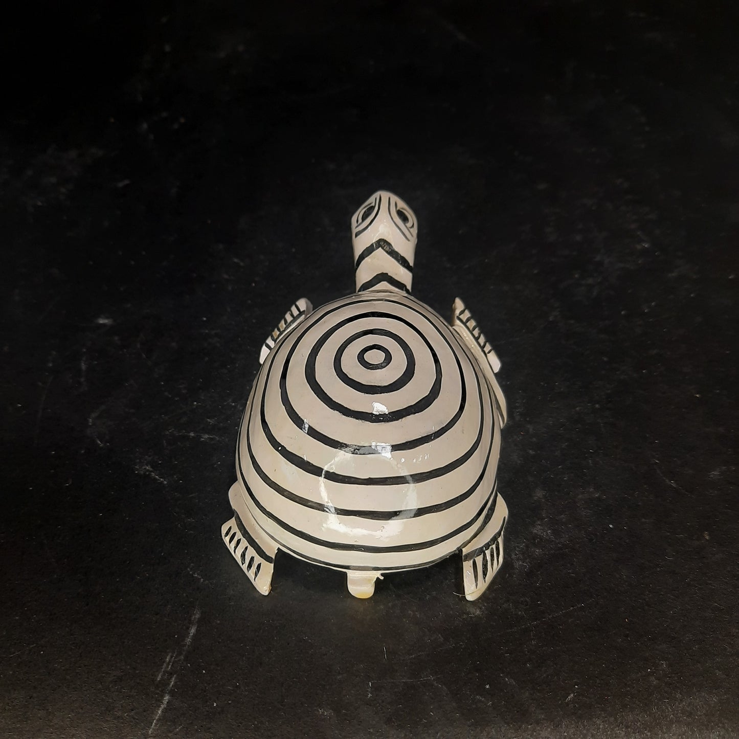 Wooden Turtle Spiral Black & White Paint
