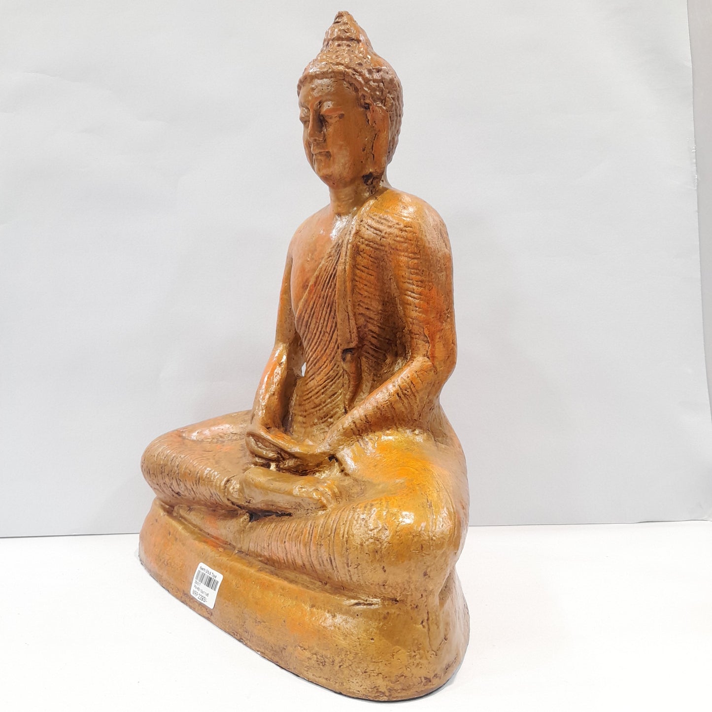 Paper Machie Gautham Buddha Sitting in Golden Orange Finish