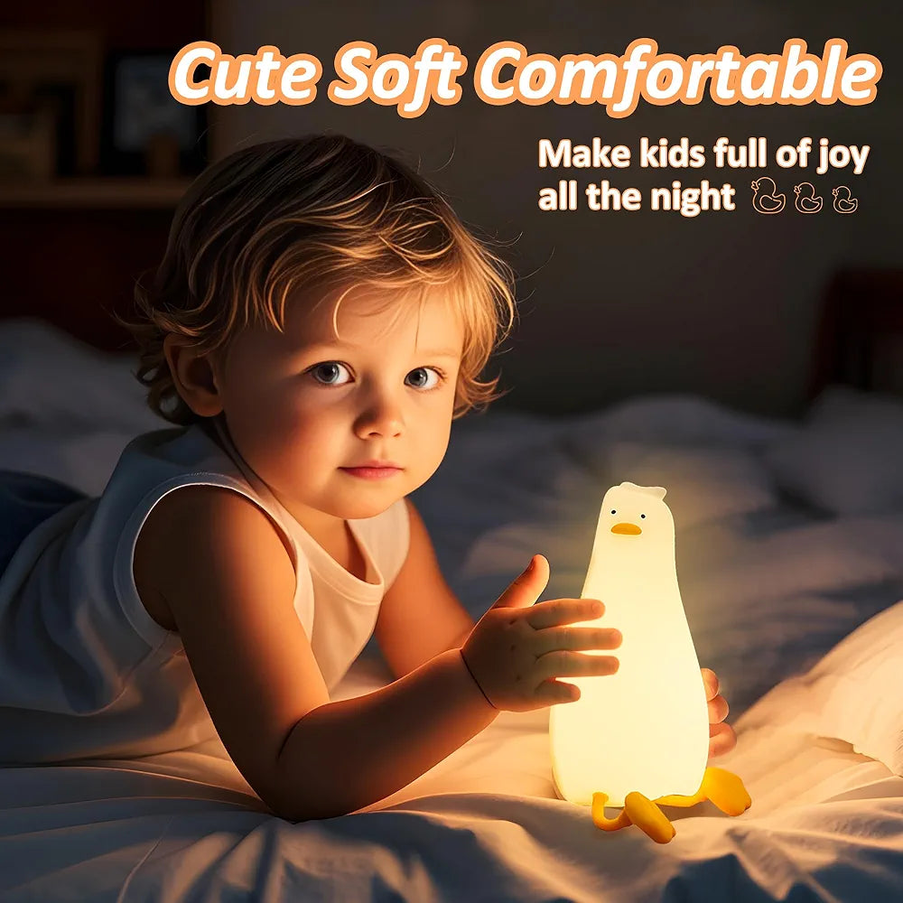 Lie In Peace Duck Sleep Lamp," also known as a "Lying Flat Duck Night Light". It is a rechargeable LED night lamp designed for children.
