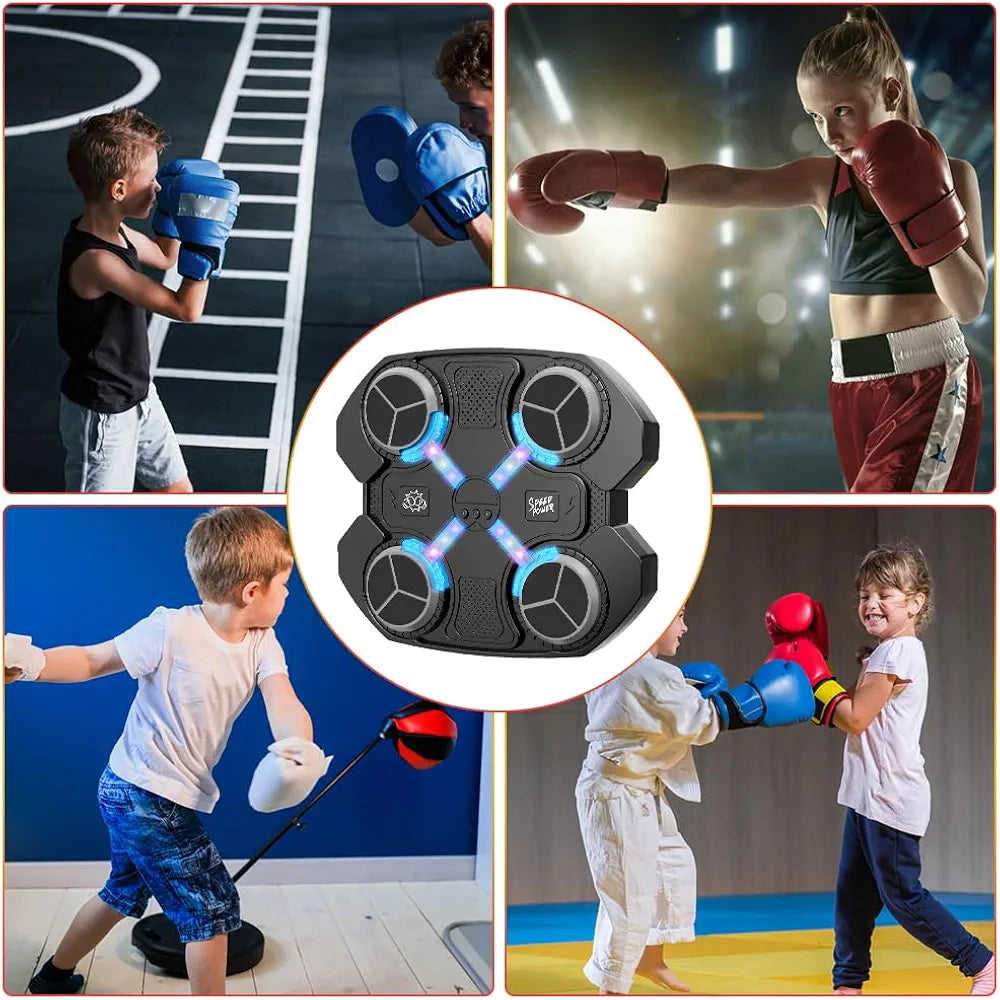 Music Boxing Machine, Smart Boxing Machine with Bluetooth Connection, Wall Mounted Electronic Intelligent, Boxing Target with Boxing Gloves for Adult Kid Home Exercises for Home, Indoor and Gym