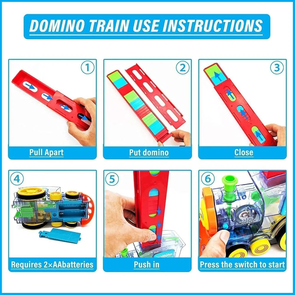 Fun Train Block Set Domino Train Toy with Music and 3D lights Automatic Domino Block Laying Toy Train Set for Kids Fun