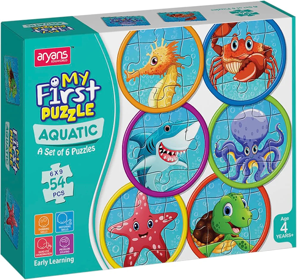 My First Puzzle Jigsaw Puzzles for Kids Fun and Learn Durable Educational Toys with Perfect Locking 6 Set 54 Pcs