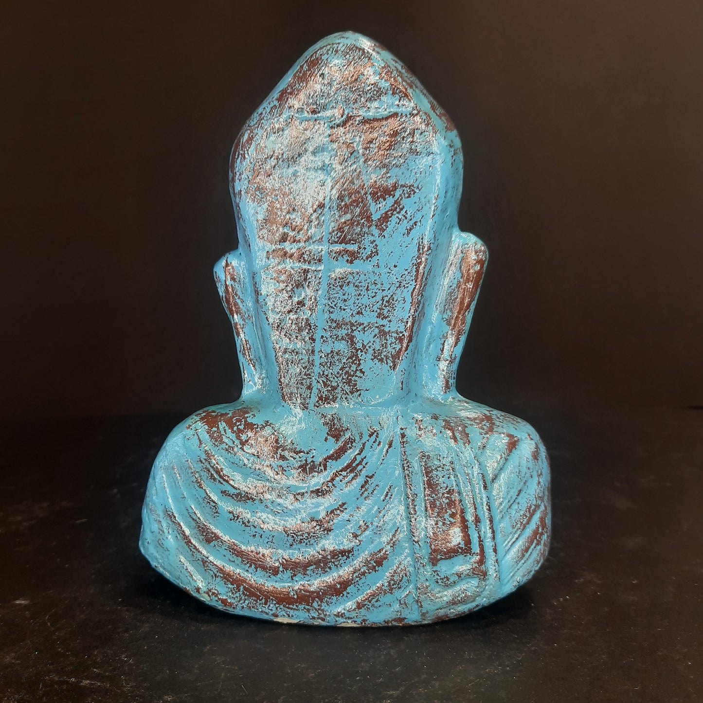 Paper Machie Gautham Buddha Bust wood Turquoise Finish