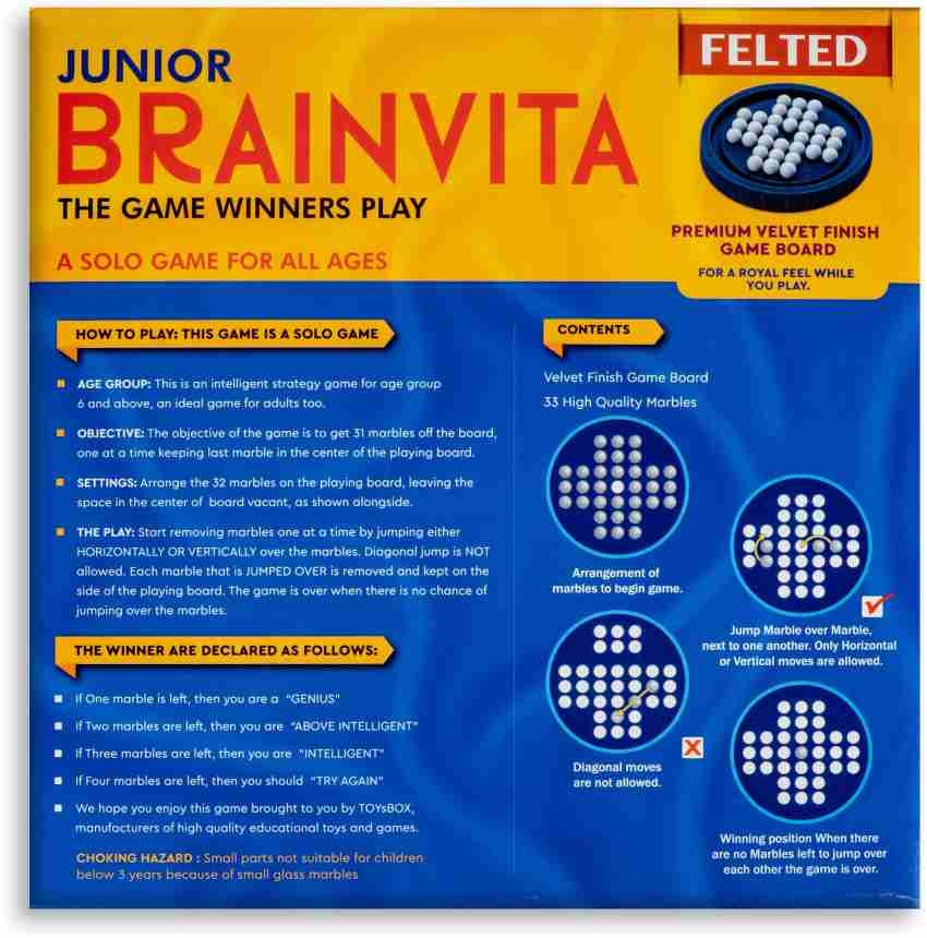 Junior Brainvita Game Pearl Finish Marbles A Brain teasting Game Easy to Carry Party and Fun Games Board Game