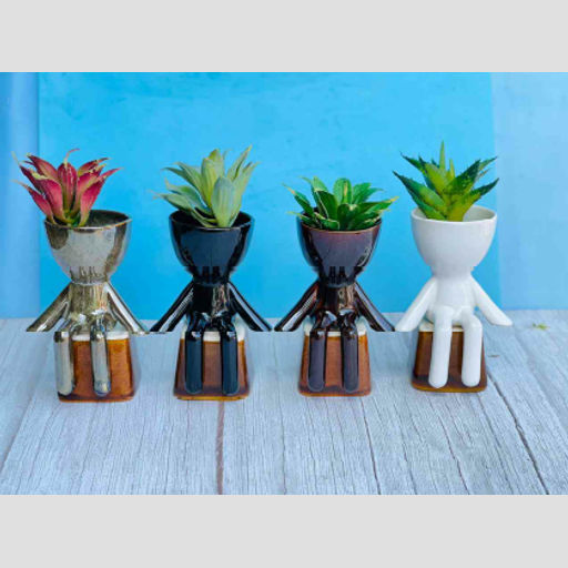Sitting posture Resin Planter Without Succulent Ceramic pots for desktop office & home