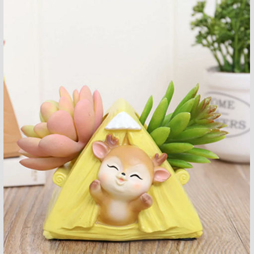 Deer Camping Cute mini Ceramic pot for home office desktop
