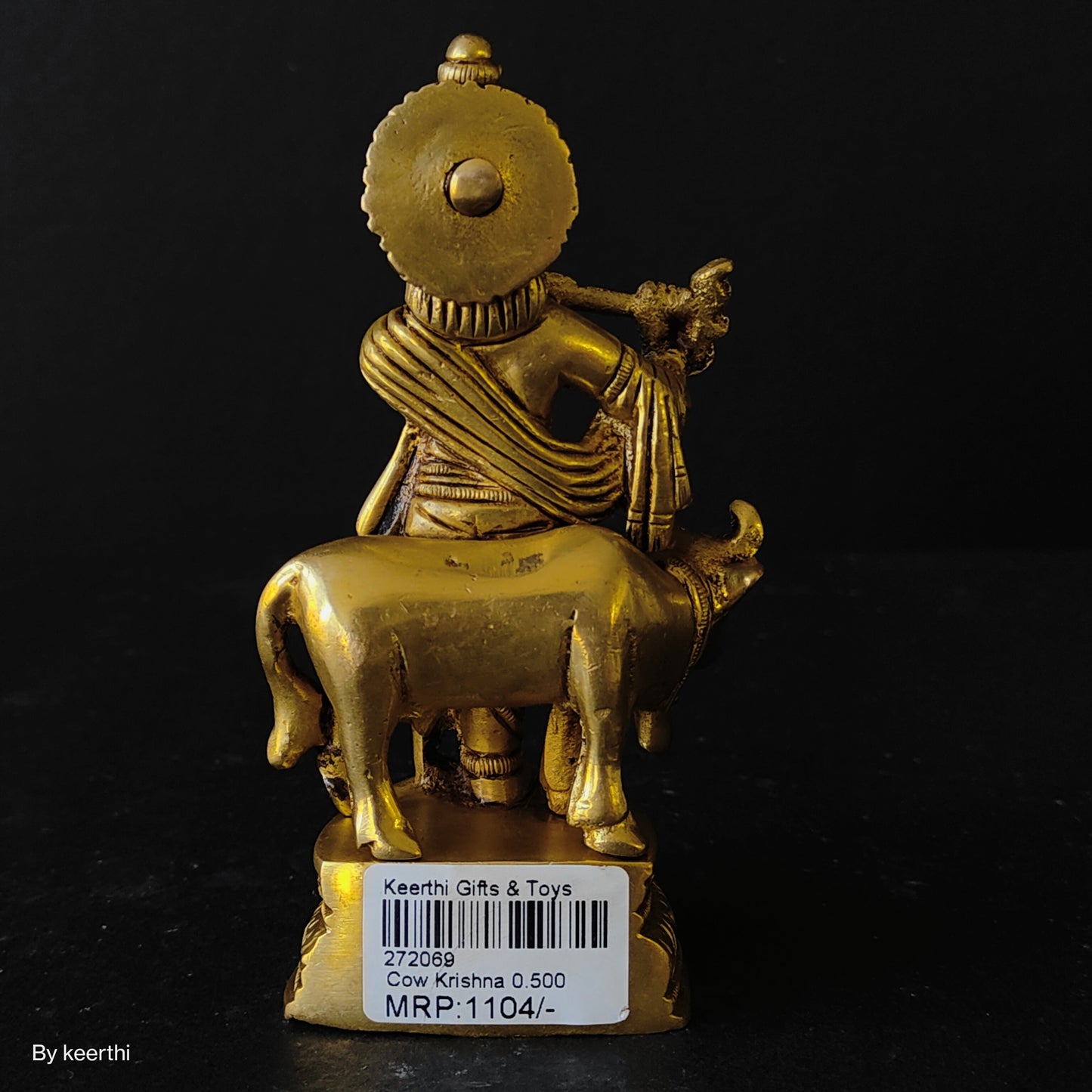 Brass Lord Krishna with Cow Statue