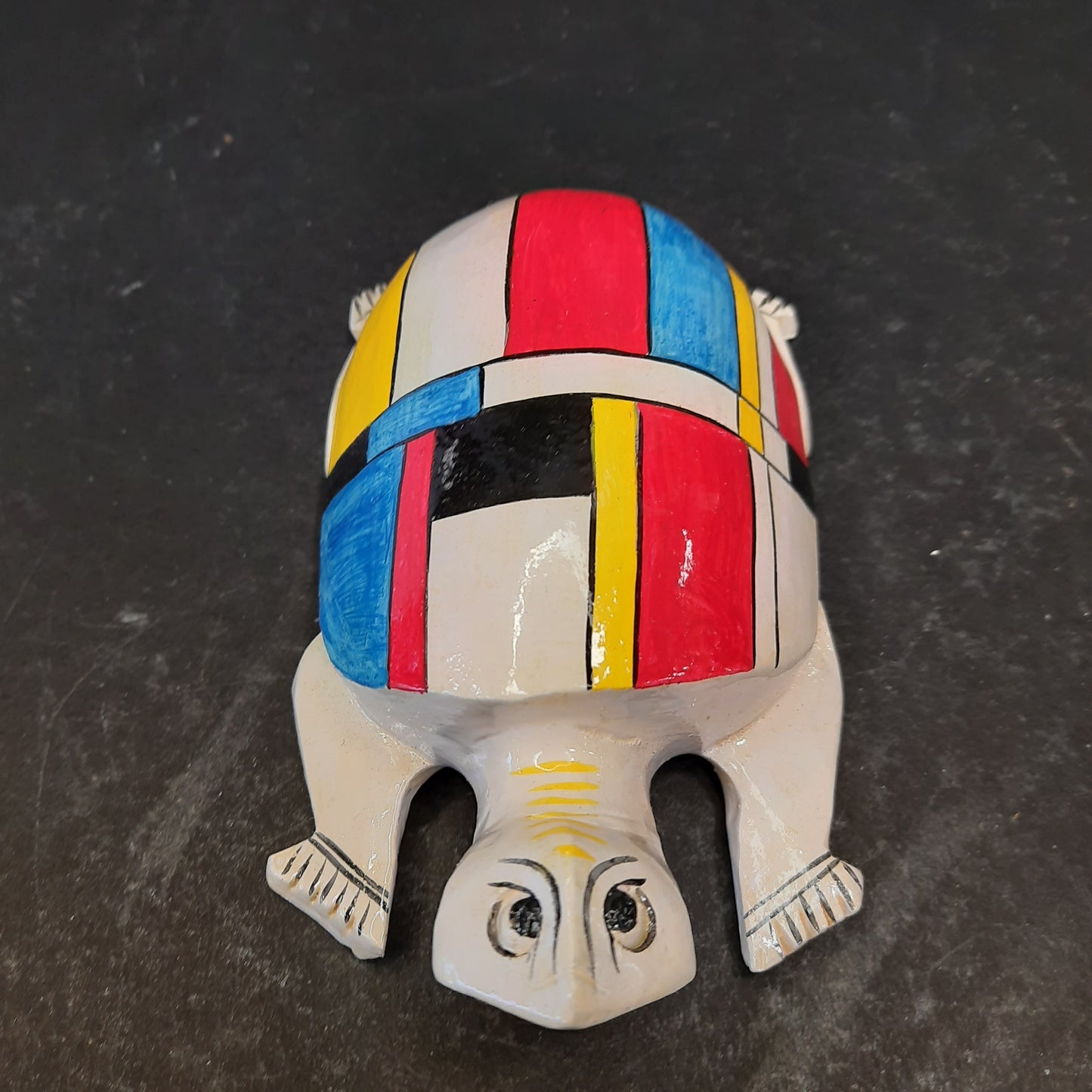 Wooden Turtle Spiral Black & White Paint