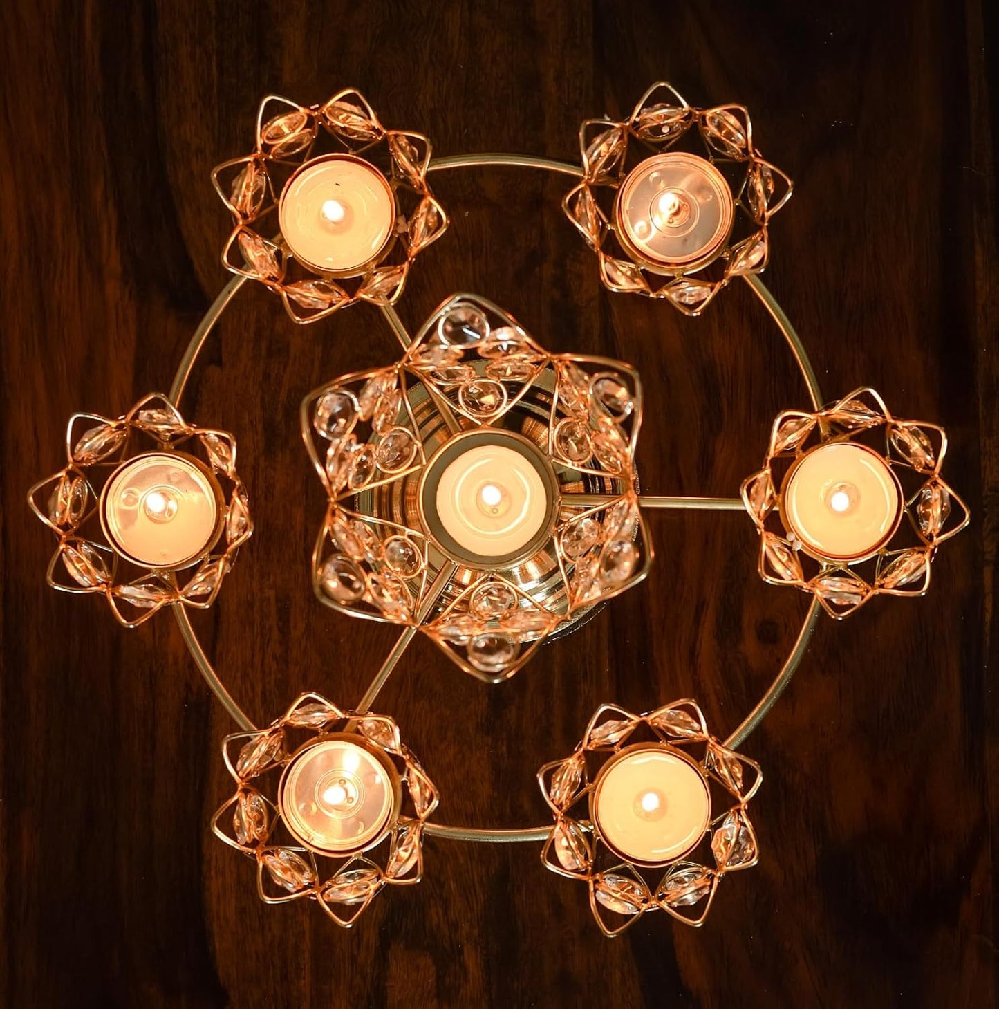 Lotus Crystal Metal Urli 1pc For Diwali