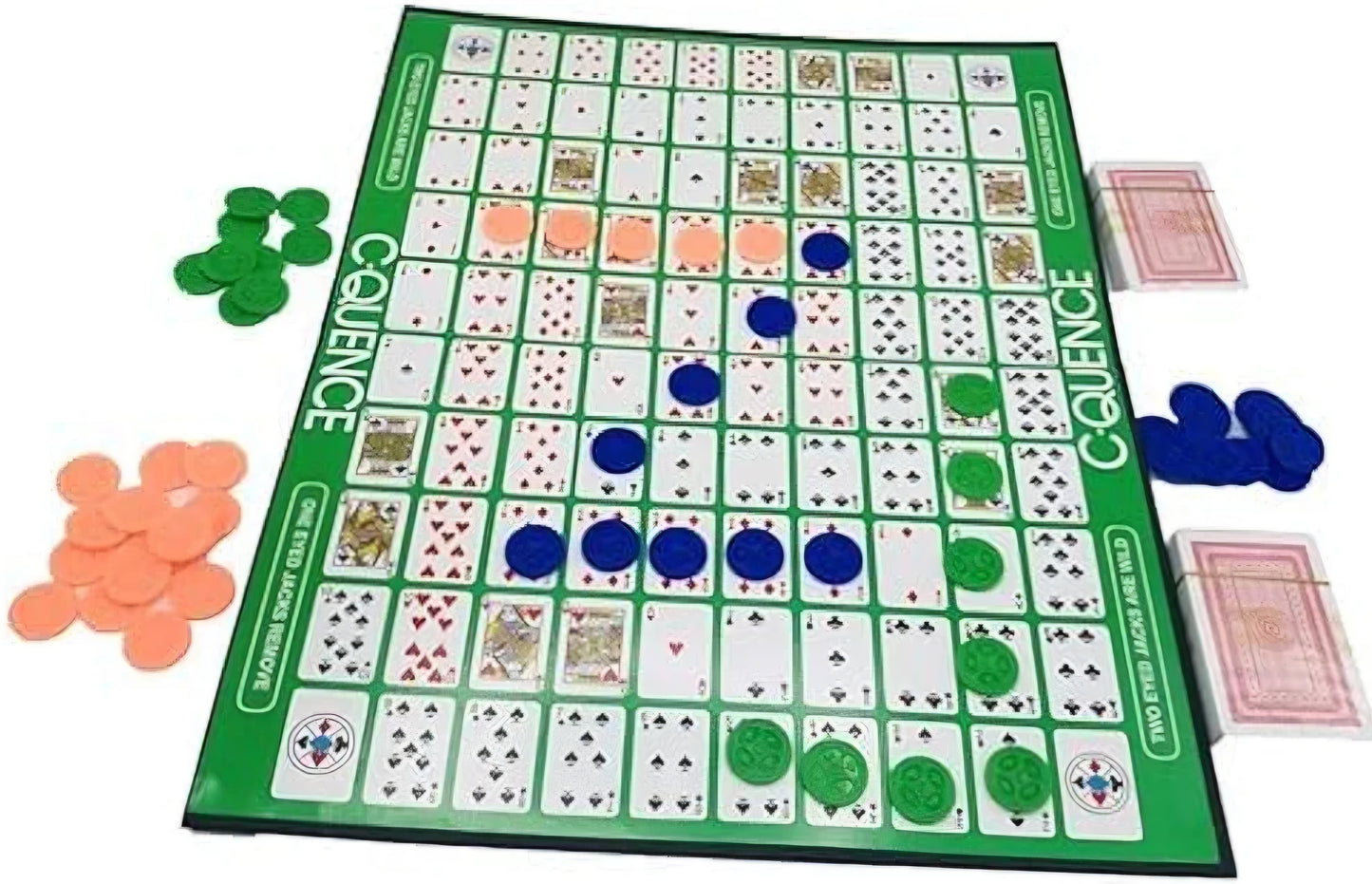 C quence Game Board Set of 1Make A Sequent Board Game Strategy and Logic Challenging Game with Foldable Board Plastic Chips and Cards for Kids