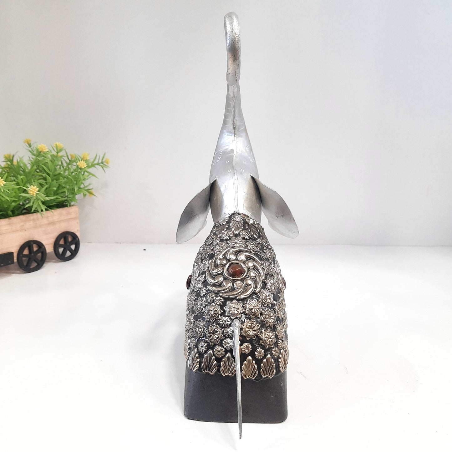 Wooden Elephant With Mirror Work