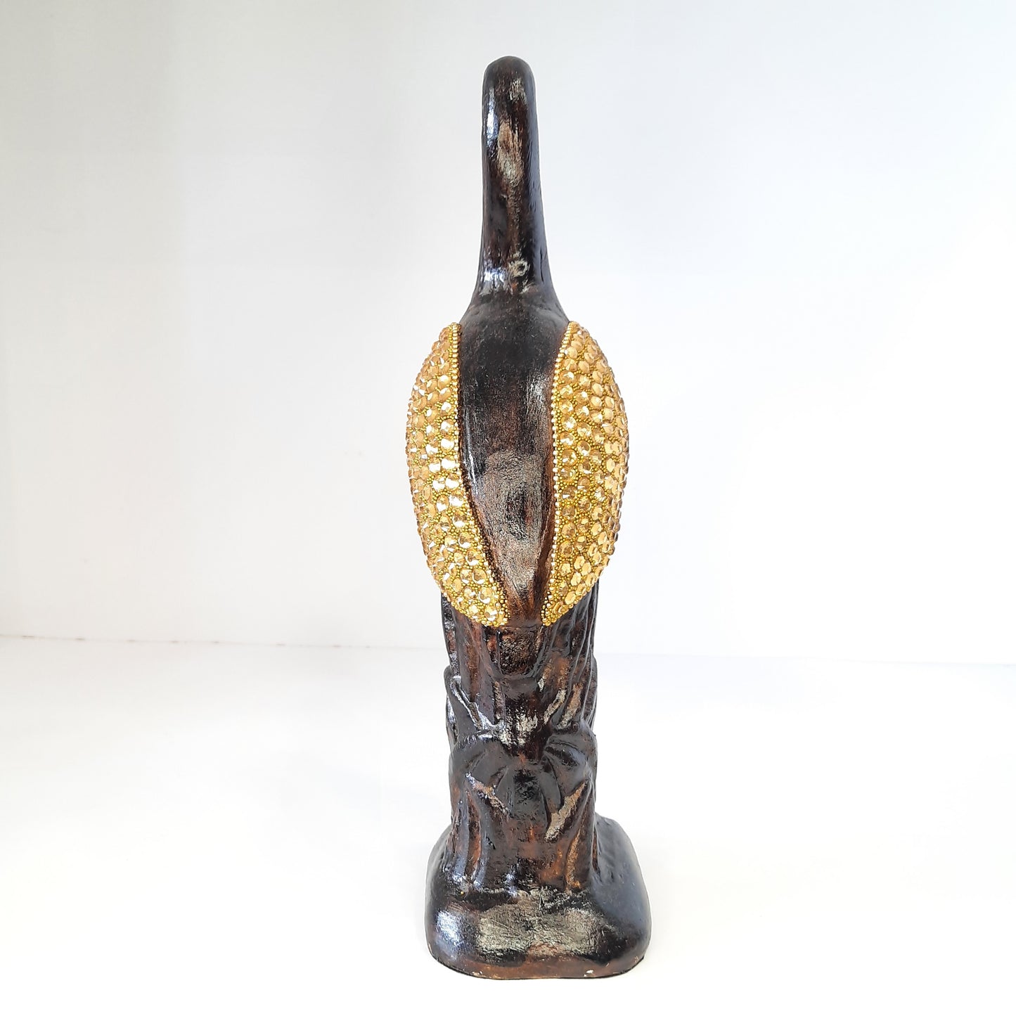 Paper Machie Gautham Buddha Hand Blessing Wood Orange Green Finish Incense and Cone Burner
