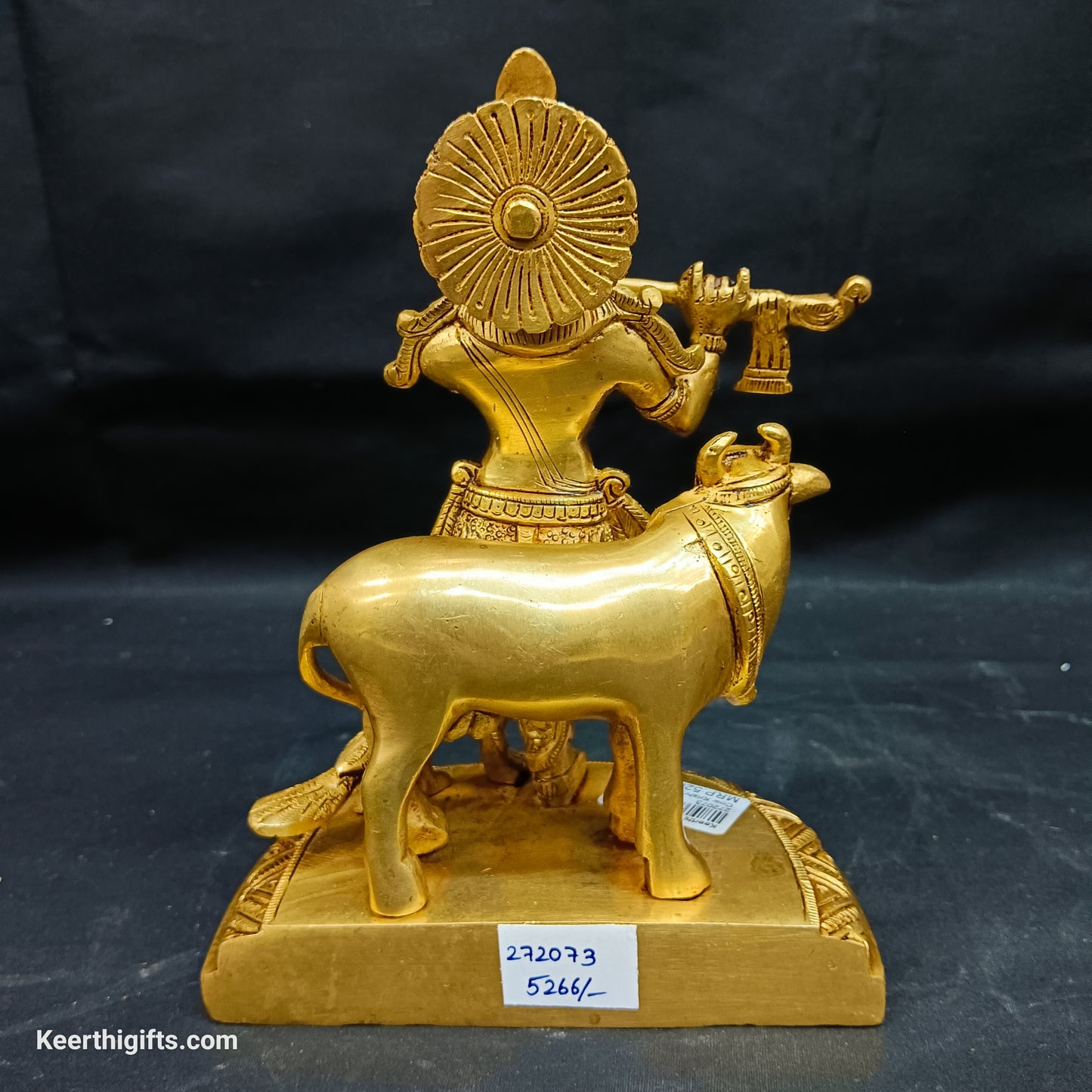Cow Krishna brass antique idol