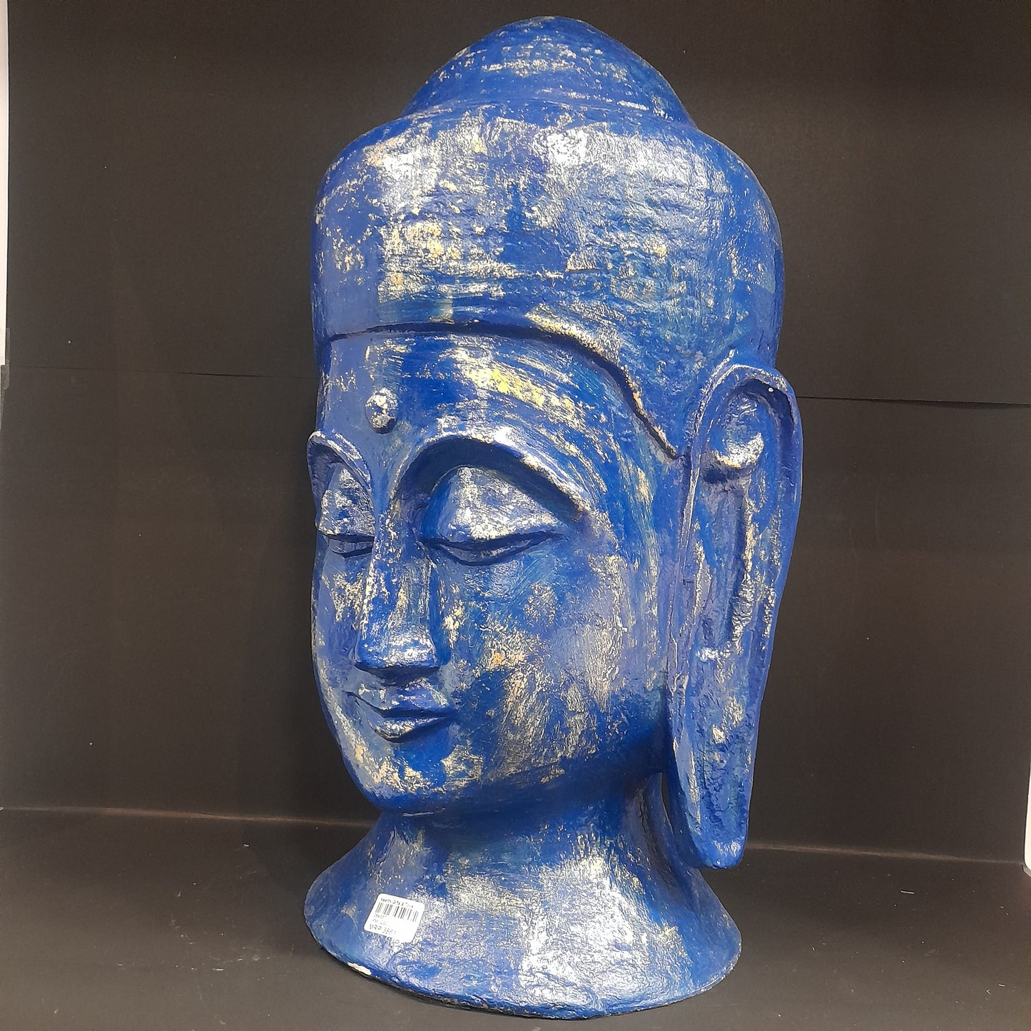 Paper Machie Gautam Buddha Head With Blue Gold Finish