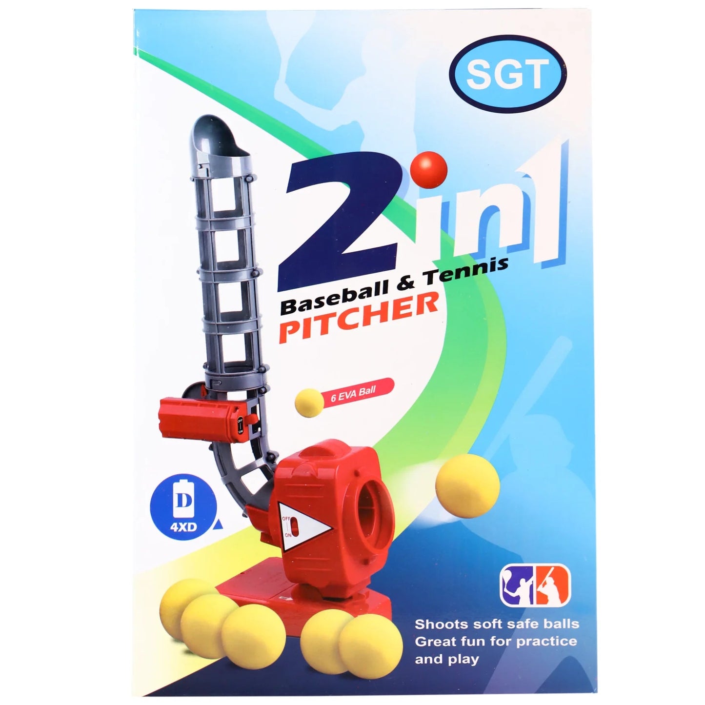 Electronic Pitching Machine Toy with 6 Balls & Bat for Outdoor Batting Fun