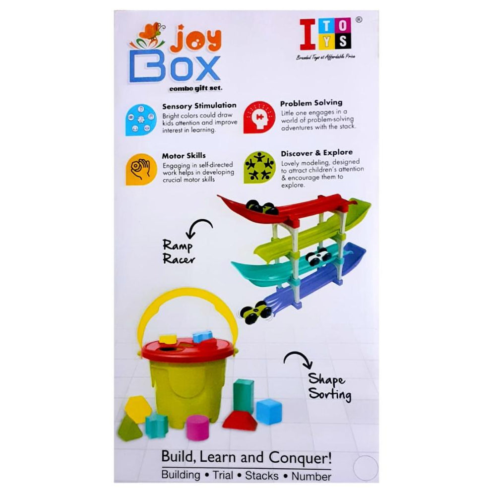 Joy Box Combo gift set for kids with 4 ramps 2 cars and shape sorting set perfect Combo Set for Kids
