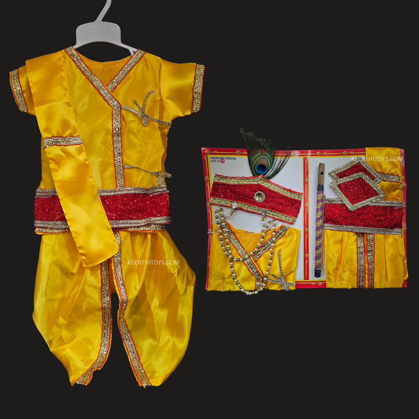 Lord krishna dress & jewellery set for Janmashtami for kids