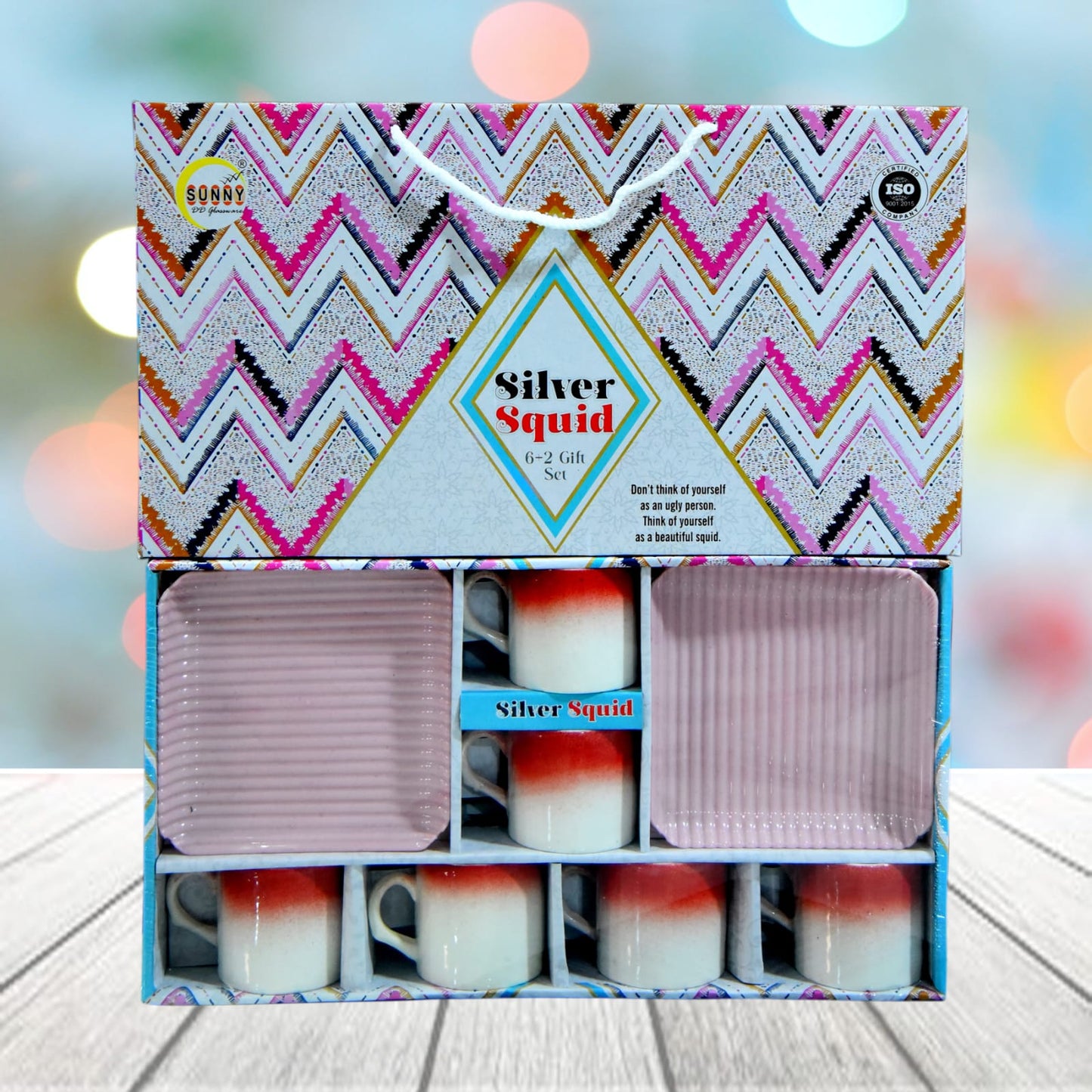 Sliver squid 6+2-Piece Tea & Snack Set with Platters for return gifting purpose