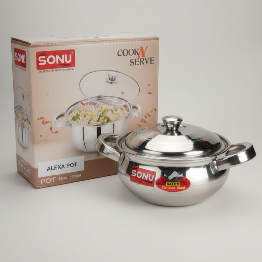 Sonu Cook N Serve Stainless steel 1000ml hot pack for return gifting purpose