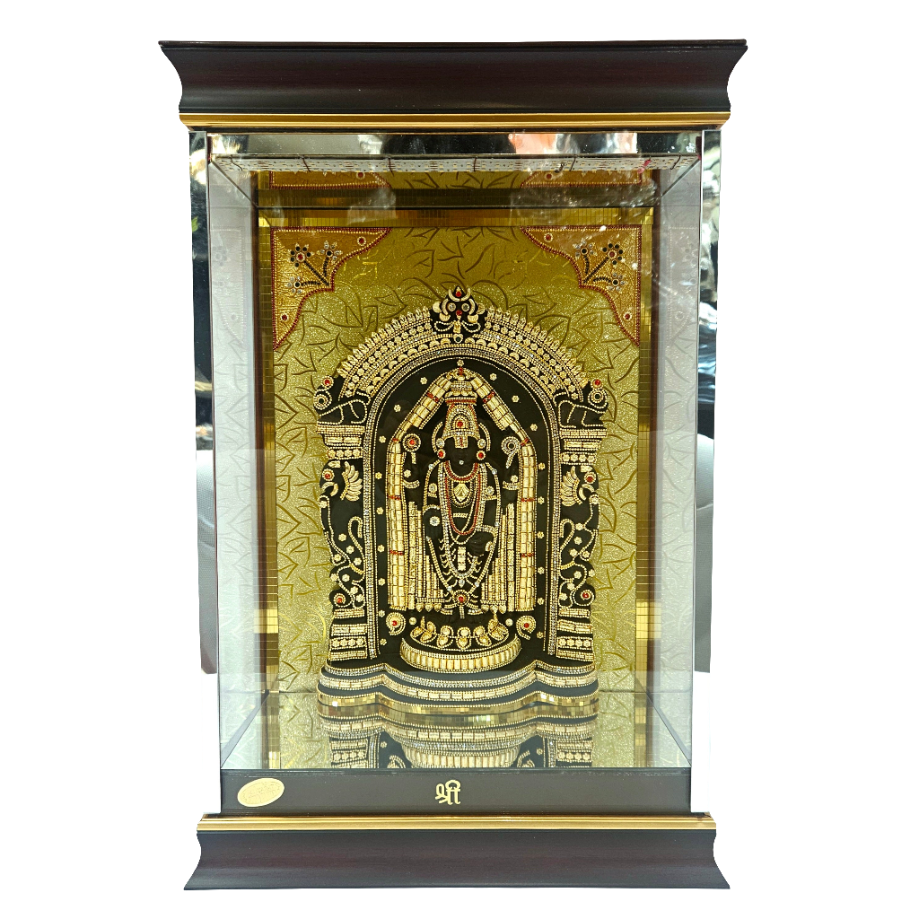 Imported 24carat Gold Plated Cabin Idol with stones Decorated of Lord Balaji for Puja Room Or Home Decor