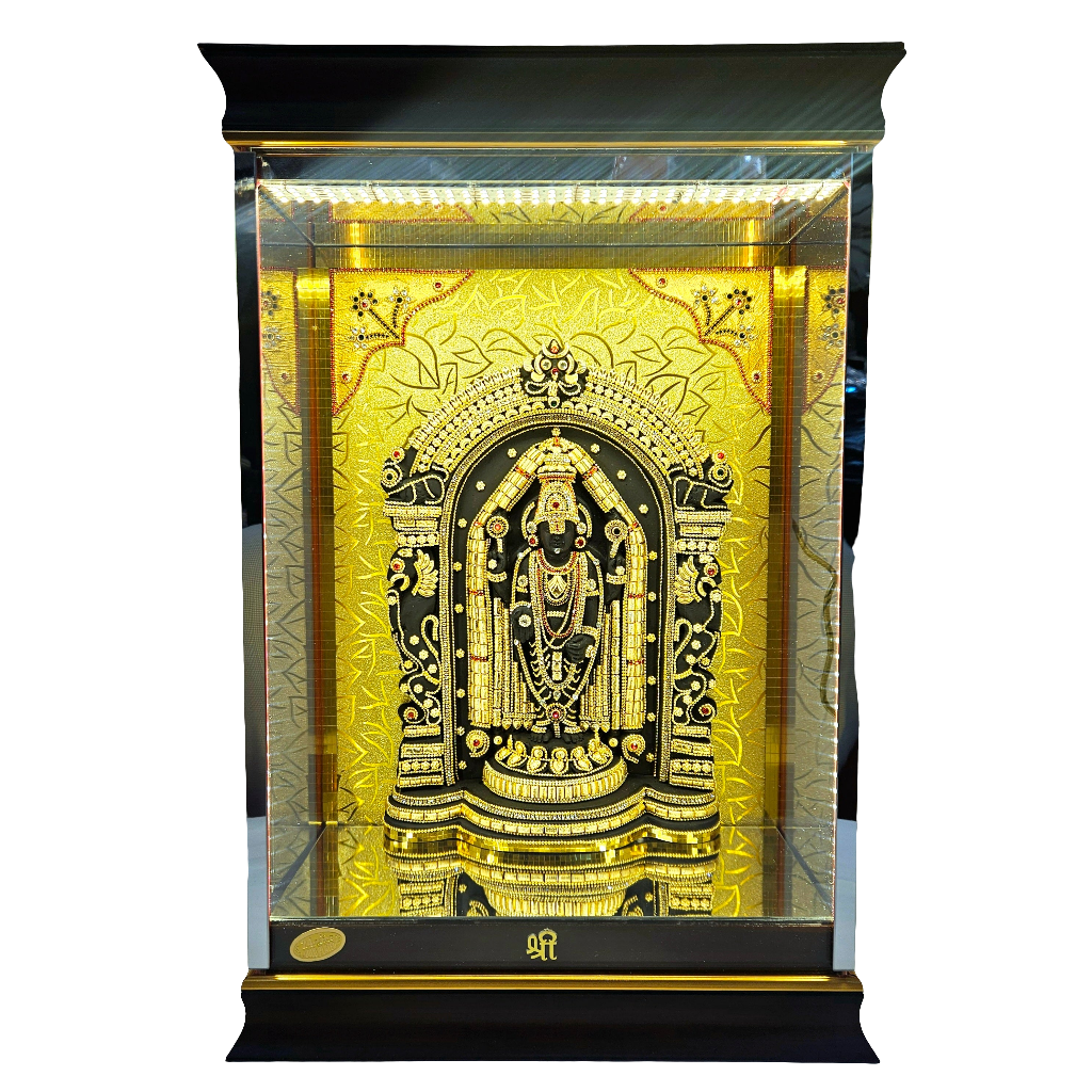 Imported 24carat Gold Plated Cabin Idol with stones Decorated of Lord Balaji for Puja Room Or Home Decor