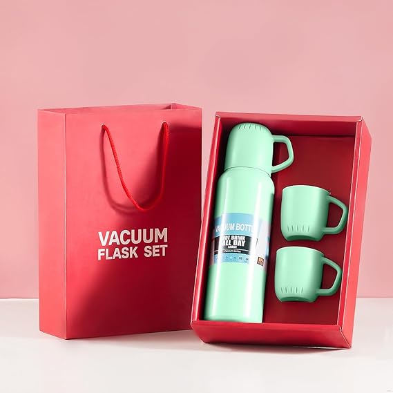 Vacuum Insulated Flask with Cup for Hot and Cold Drinks Reusable Thermal Flasks Insulated Leakproof for Travel Camping Hiking Women Gifts