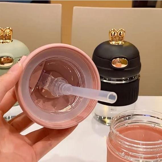 Glass Water Bottle, Cute Rabbit Shape Coffee Mug, Portable, Leak-Proof & Reusable Water Bottle, Milk Bottle with Lid