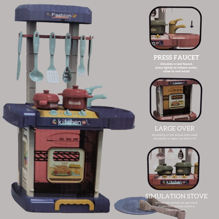 Interactive Toy Kitchen Set with Realistic Light and Sound Portable Suitcase Design kitchen set for kids