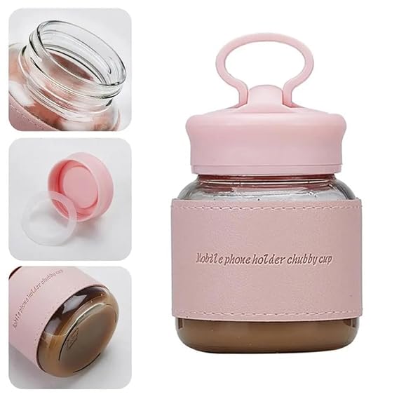 Mini Portable Small water bottle with Mobile Phone Stand with High Temperature and Explosion glass bottle