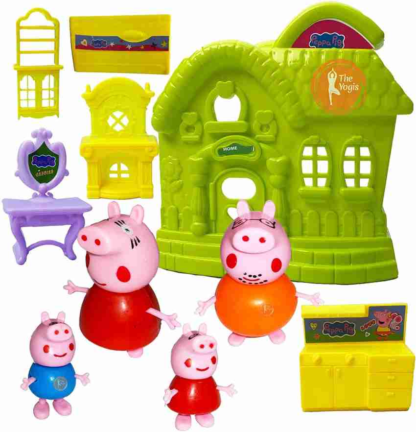 Peppa Pig Family set with House Furniture Toy Set for kids Birthday Gift for Girls