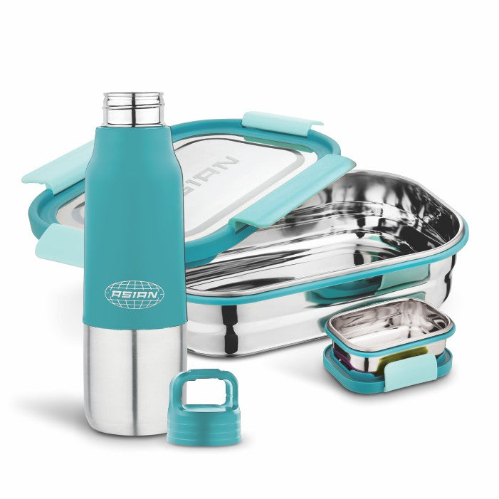 Asian Quick Bite Combo fresh bite lunch box 850ml & splendor Steel Water Bottle
