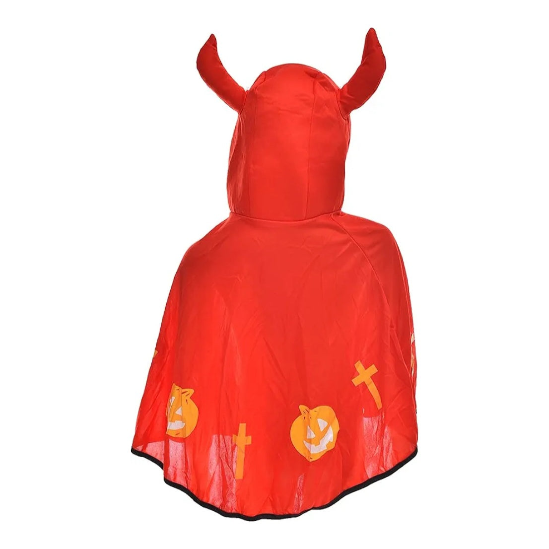 Fabric Cape With Two Horns Design For Halloween Decorations - Red