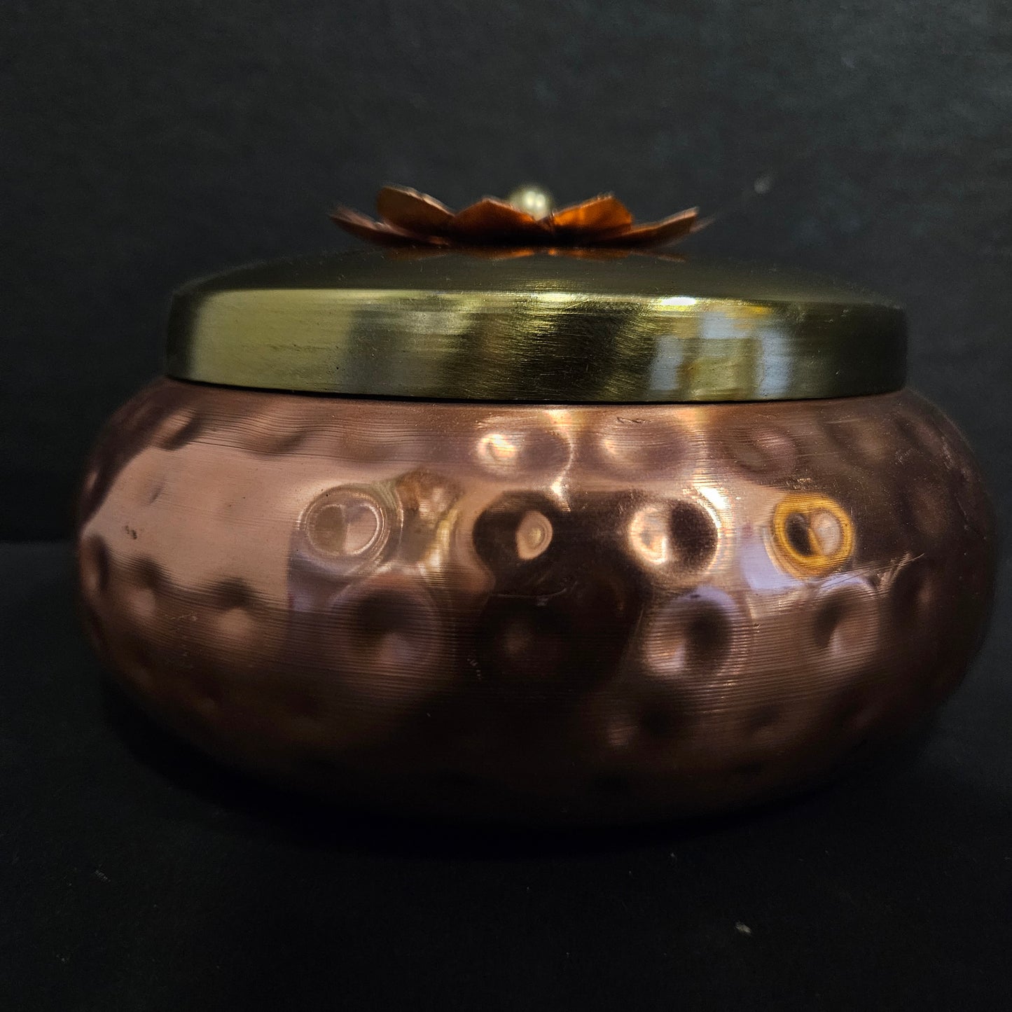 Hammered Gold Copper Plated Jar/Copper Container for Dry Fruits/Decorative Serving Bowl