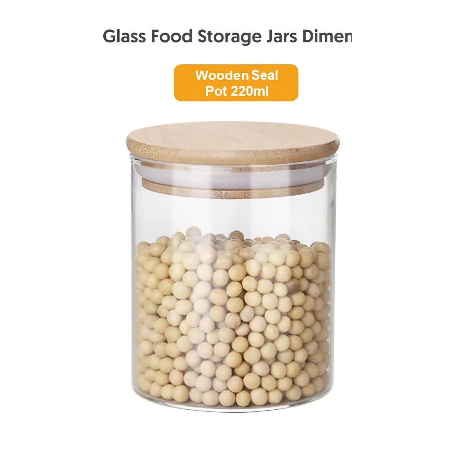 220ml Borosilicate Wooden Lid Glass Jars of 3 Piece Set Packing used Like Storges and Candle Making Jars