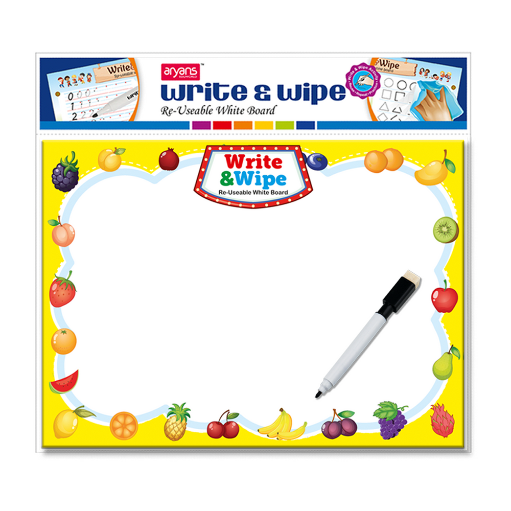 Write & Wipe Reusable Writing Board with jungle,transport,fruits & ocean themed boards