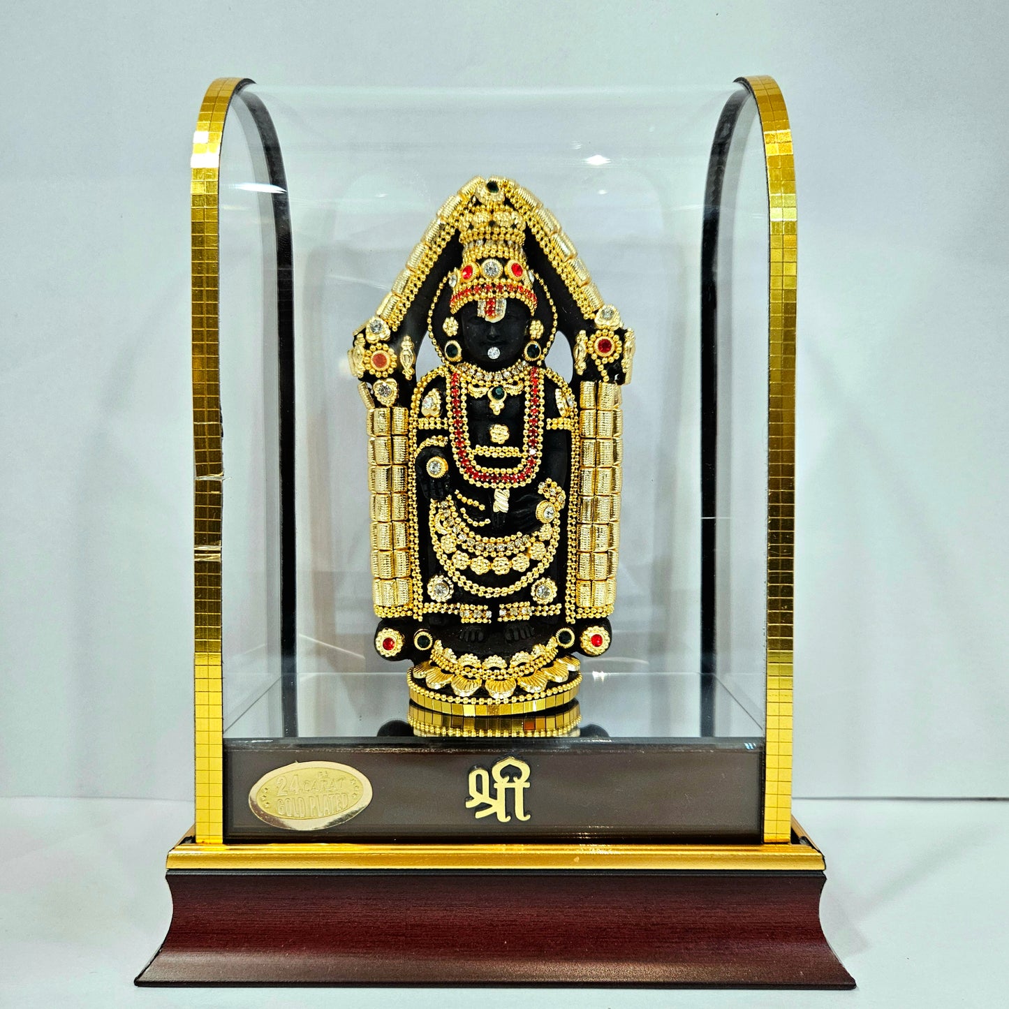 Imported 24carat Gold Plated Cabin Idol with stones Decorated of Lord Balaji for Puja Room Or Home Decor