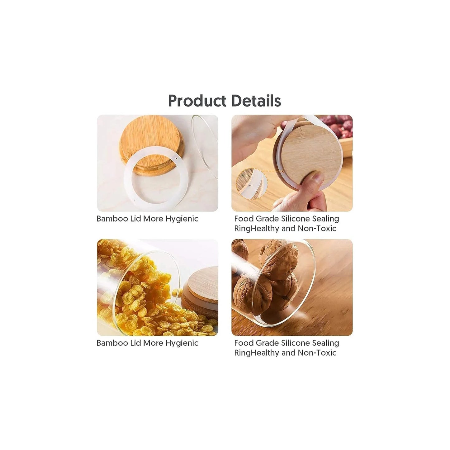 220ml Borosilicate Wooden Lid Glass Jars of 3 Piece Set Packing used Like Storges and Candle Making Jars