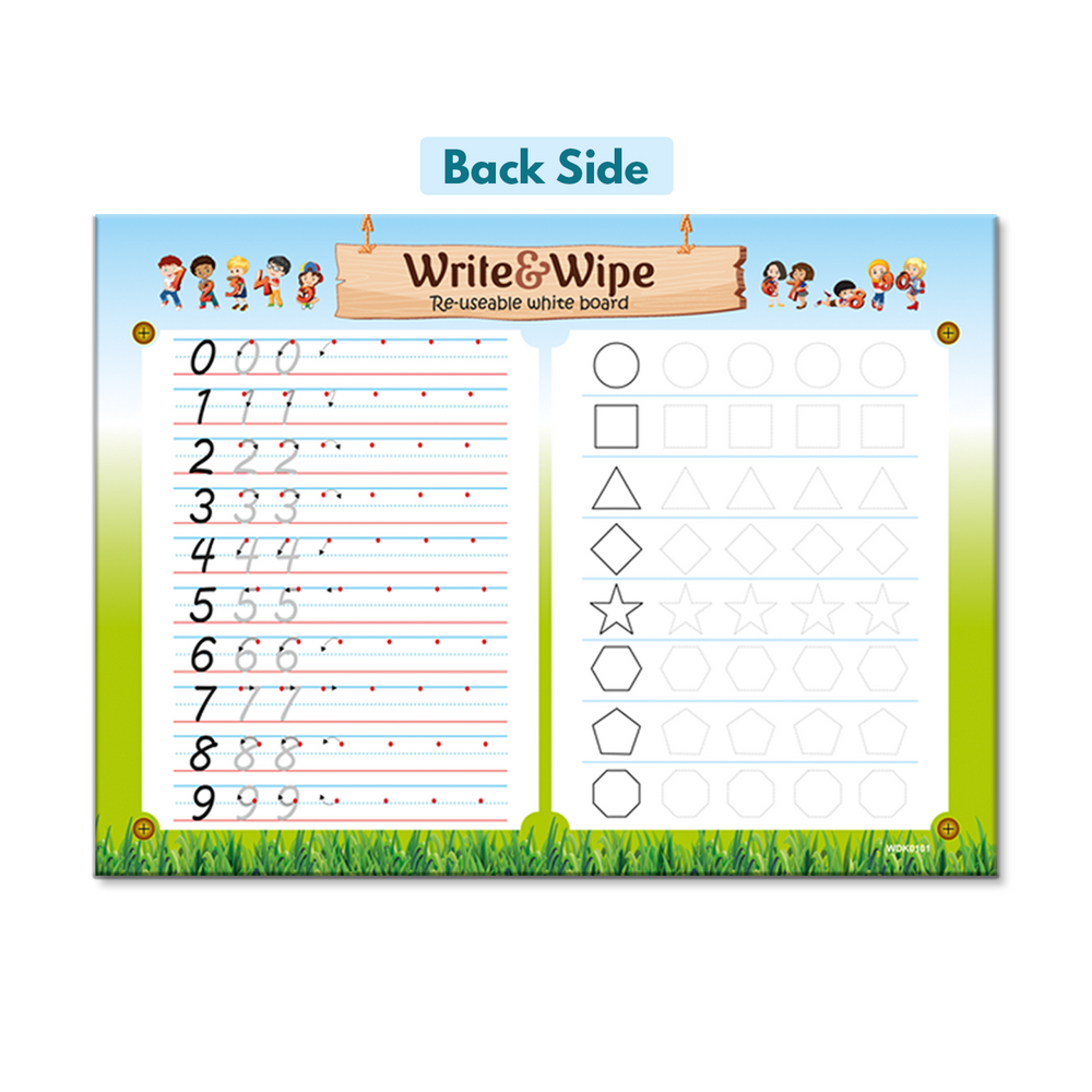 Write & Wipe Reusable Writing Board with jungle,transport,fruits & ocean themed boards