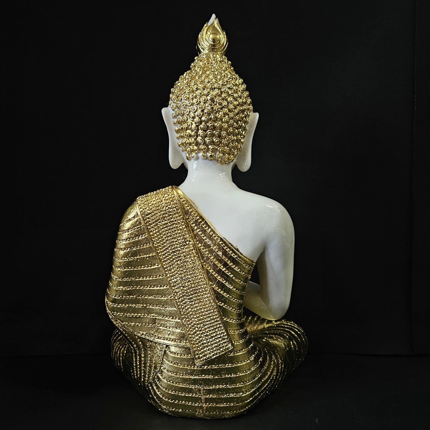 Buddha Statue Showpiece White and Golden, Indoor/Outdoor Decor, Gifting Lord Buddha idol