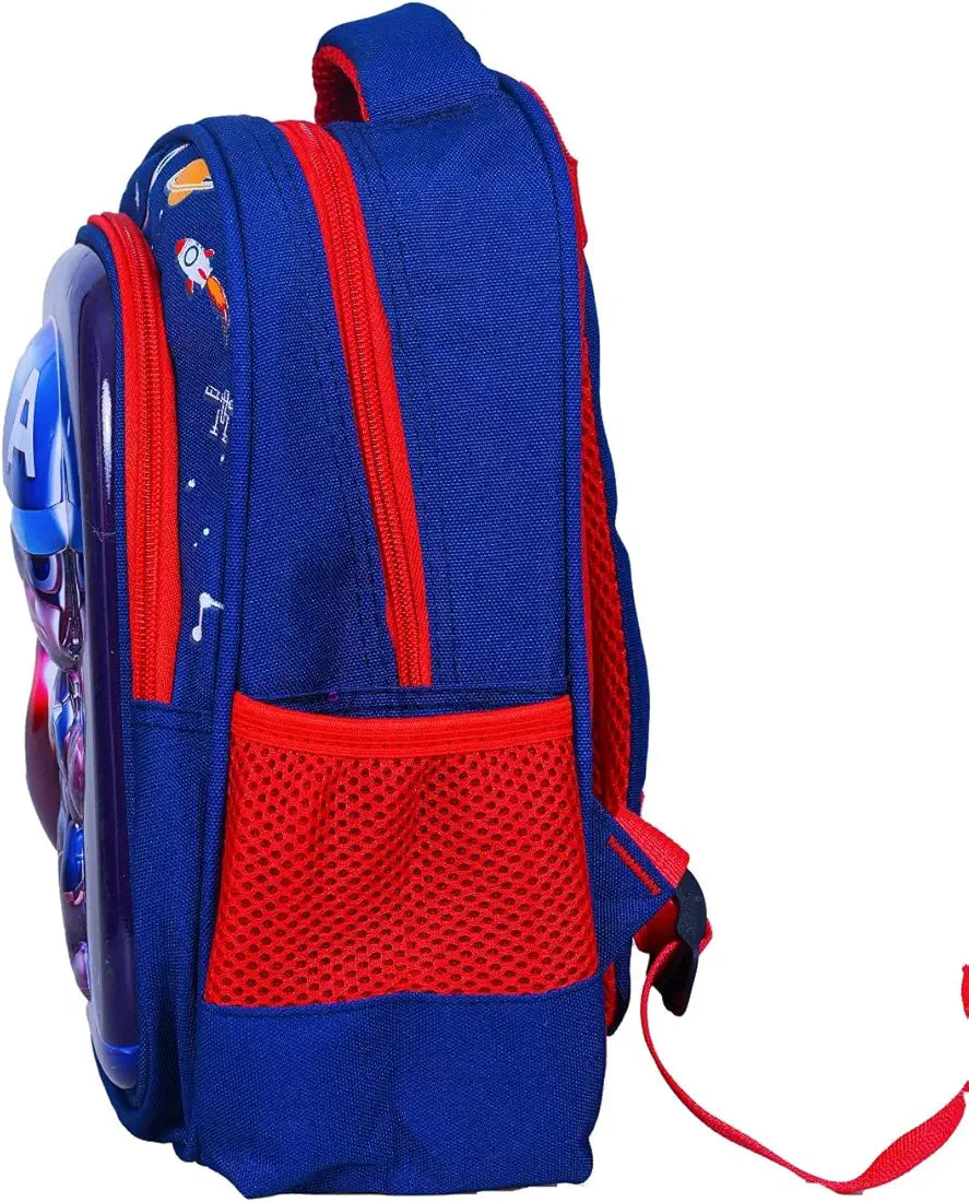 Kids Captain Marvel Backpack, Waterproof Dynamic Cityscape Design, Fits Ages 3-8