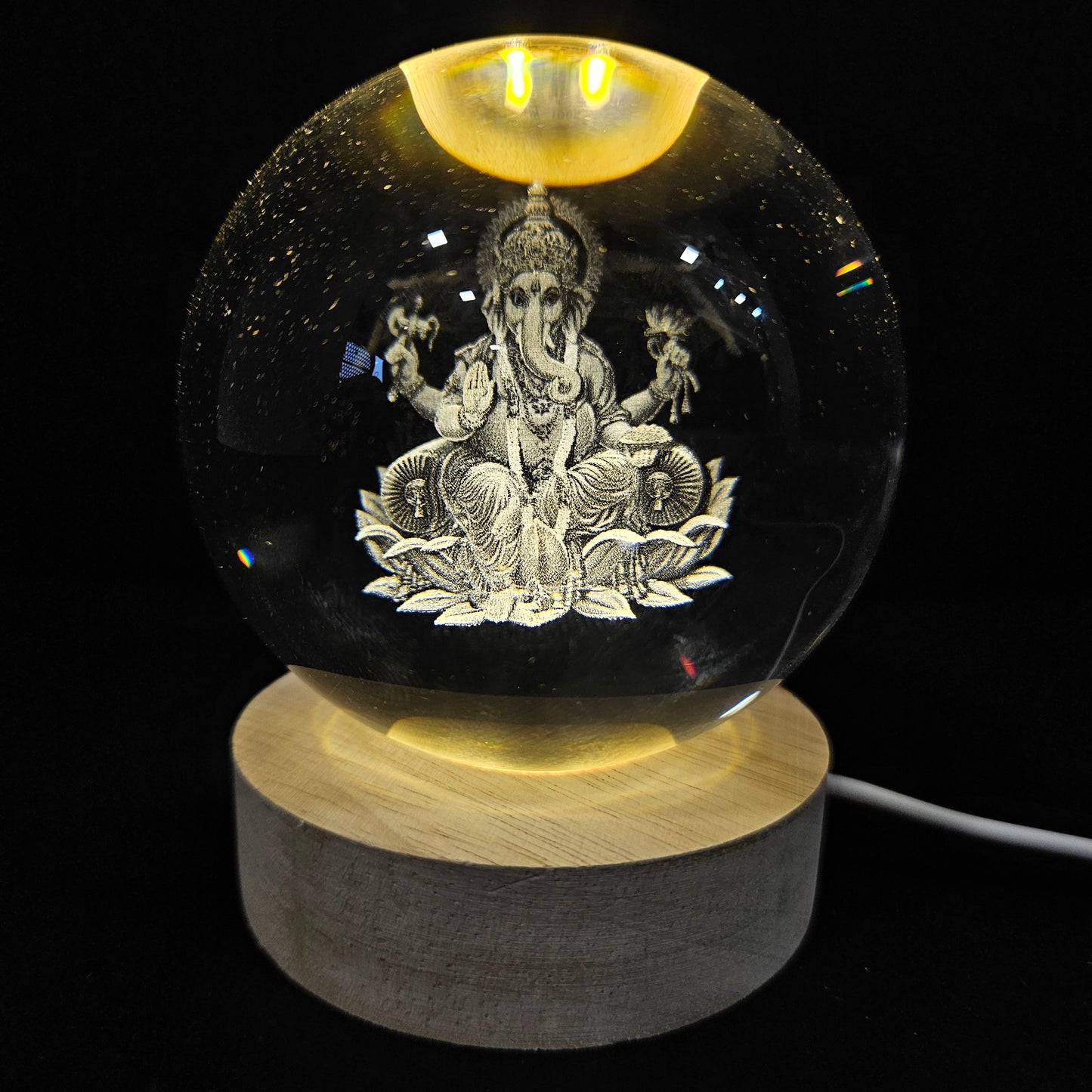 Crystal Ball Night Lamp, Solar System Light, USB Table Colorful Wooden Crystal for Home, Office, Birthday Gift