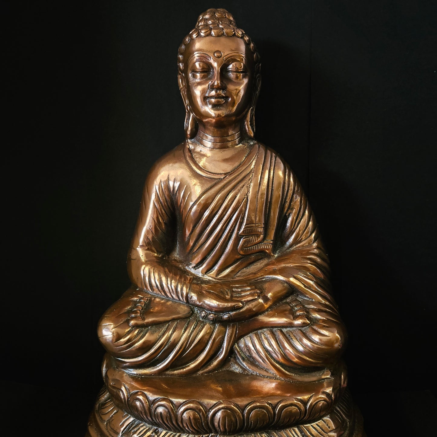 Big size Copper Buddha Statue Showpiece idol for Pooja Room & home Decor