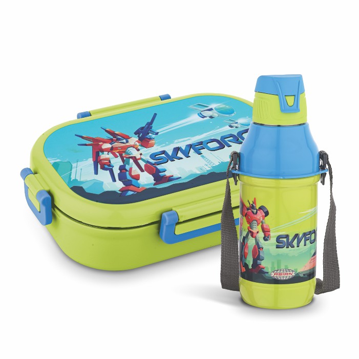 Asian Unicorn Themed Combo pack joy meal Combo hot meal Locker junior 500ml & Aqua joy Steel Water Bottle
