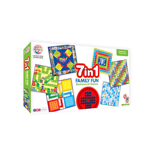 Ratna's 7 in 1 Family Board Game,Brainvita,Ludo,Snakes & Ladders,Business,Car Rally,Diamond Mine,Cricket