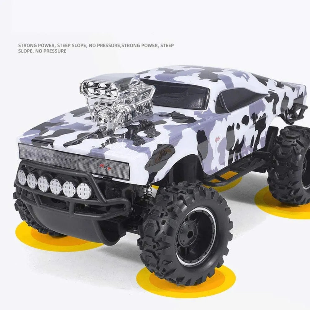 RC Sand monster make chariots in the sand short-coures off road race truck. Deduce the beauty of the natural science and technology