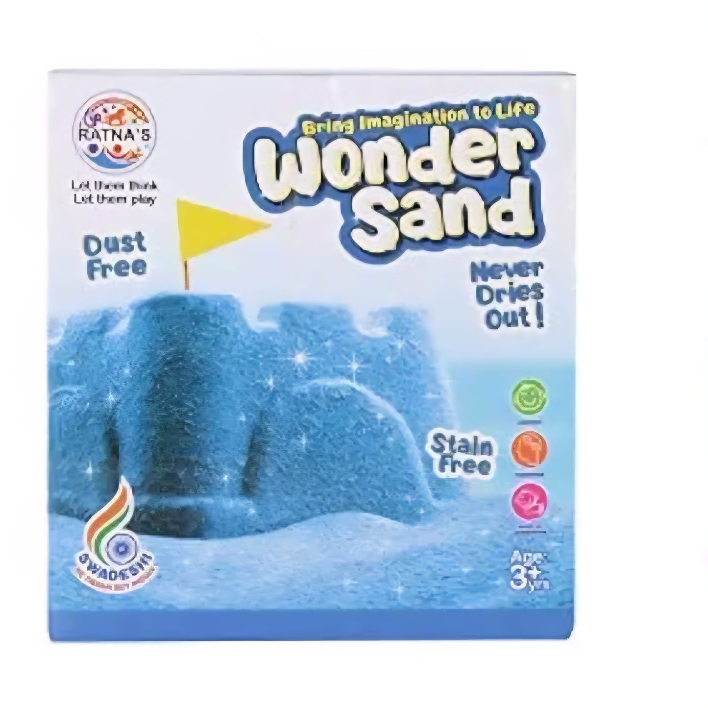 RATNA'S Wonder Sand 500g Smooth Sand for Kids with One Big Mould (Without Tray) Non-Sticky, Easy-to-Shape Sand for Creative Play