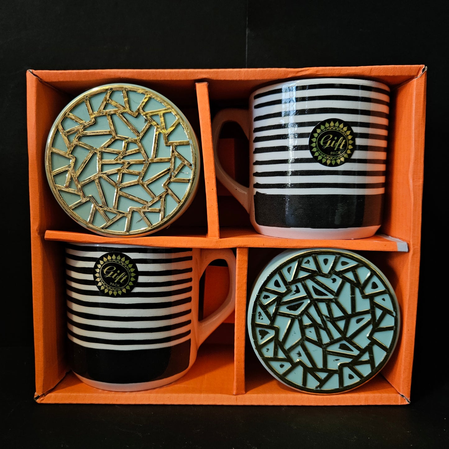 Kanch cafe cookies 2 pieces Ceramic mugs & 2 pieces jar set