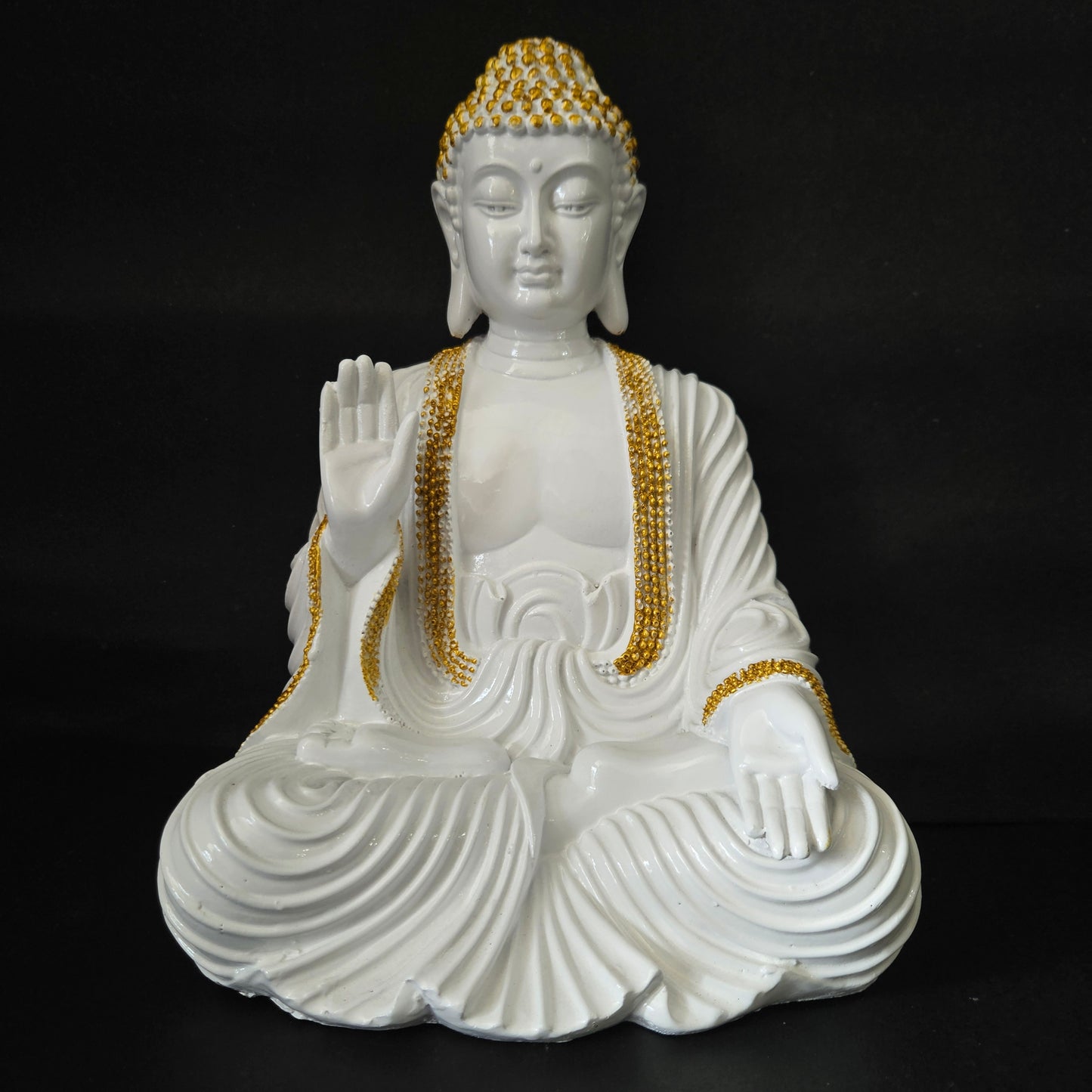 The Healing Spirit Blessing Buddha White & gold Statue for Home Decor